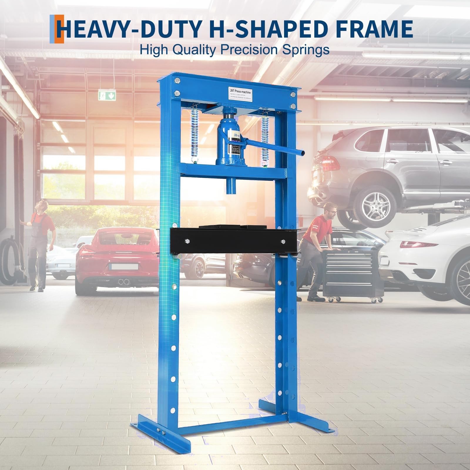 Garvee 20 Ton Hydraulic Press, Heavy Duty H-Frame Floor Shop Press with Adjustable Worktable for Auto Bending & Stamping, Blue