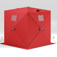 Garvee Pop-Up Portable Ice Fishing Tent for 3-4 Person - Insulated Oxford Hub Shelter - Waterproof, Quick Setup, Anchors, Ropes & Carry Bag Included - Winter Fishing Gear - Winter fishing cover | 70.8*70.8*77.74INCH | Red;