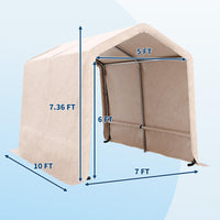 Garvee 7x10FT Outdoor Portable Storage Shed with Roll-Up Door & Vent, 240G Heavy-Duty Shelter Waterproof PE Tarp, UV-Resistant Storage Sheds for Motorcycle, Firewood, Garden and Tools