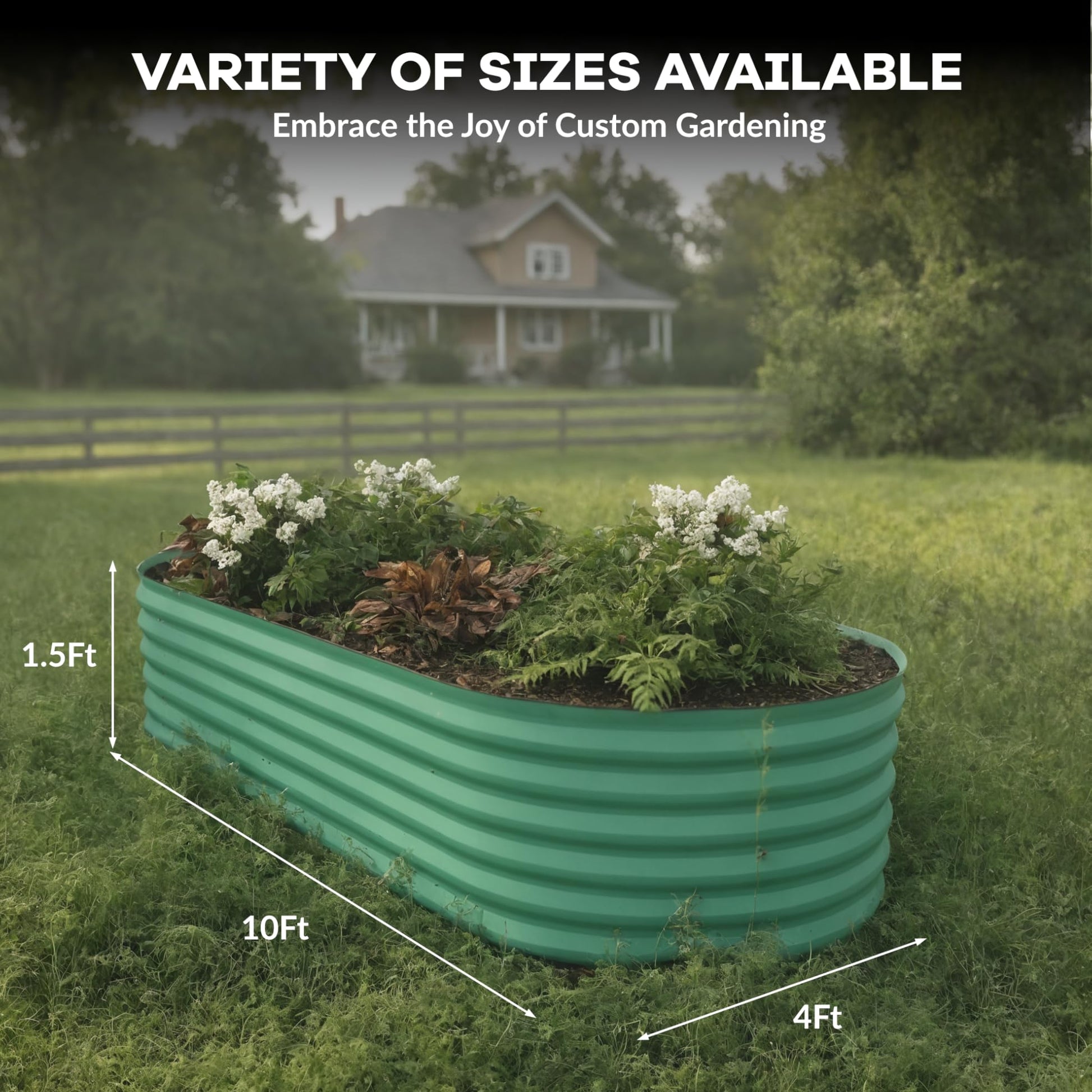 Garvee 10' X 4' X1.5' Beige Oval Galvanized Steel Raised Garden Bed Kit Durable Modular Metal Planter Open Bottom for Vegetables Flowers Herbs