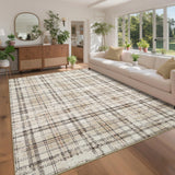 Garvee Washable Rugs Beige 8x10 Rug for Living Room Modern Plaid Area Rug for Bedroom Neutral Beige Rugs Large Rug Soft Non Shedding Stain Resistant Carpet for Dining Room Office Nursery - Beige