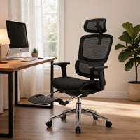 Garvee Ergonomic Office Chair - Fabric Upholstery, Adjustable Height, Reclining Back, Adjustable Armrests, Footrest, Split Back Design, Ideal for Home Office or Computer Desk - Black XL