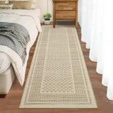 Garvee Modern 2x6 Runner Rug Washable Non-Slip Low-Pile Polyester Durable Edges Foldable for Entryway Bathroom Kitchen Living Room - Beige