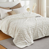 Garvee Electric Blanket King Size Dual Control - Thick Tufted Sherpa Heated Blanket with 10 Heat Levels, 10 Time Settings, ETL Certified, Fast Heating Blanket for Home Use, 90"×100" - Off White