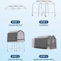 Garvee 7x10FT Outdoor Portable Storage Shed with Roll-Up Door & Vent, 240G Heavy-Duty Shelter Waterproof PE Tarp, UV-Resistant Storage Sheds for Motorcycle, Firewood, Garden and Tools, Gray