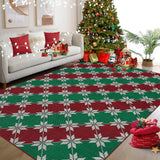 Garvee Christmas Area Rug 5x7 Non-Slip Machine Washable Low Pile Rubber Backing Red Green Plaid Holiday Decor Living Room Bedroom Dining - Red & Green