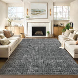 Garvee Washable 5x7 Area Rug Solid Color Low Pile Non-Slip Polyester Durable Stain Resistant Modern Living Room Bedroom Dining - Dark Gray