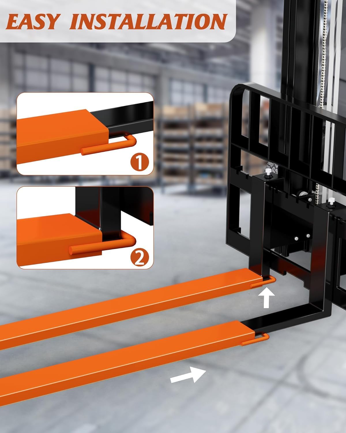 Garvee 84" Forklift Extensions, 4.5" Wide Steel Pallet Fork Sleeves, 4600 lb Capacity, Orange