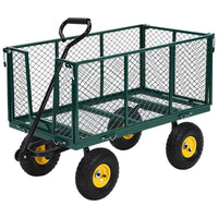 Garvee Heavy Duty Steel Garden Cart 550 LBS Load 3-in-1 Design 10" Pneumatic Tires 180° Rotating Handle Removable Sides for Farm Yard