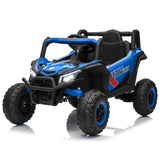 Garvee Ride - P Series: 12V Kids Ride On Car UTV Truck 4WD/2WD Switchable 4 Spring Suspension EVA Tires Safety Belt Double Doors Remote Control Ages 3-8 - Blue