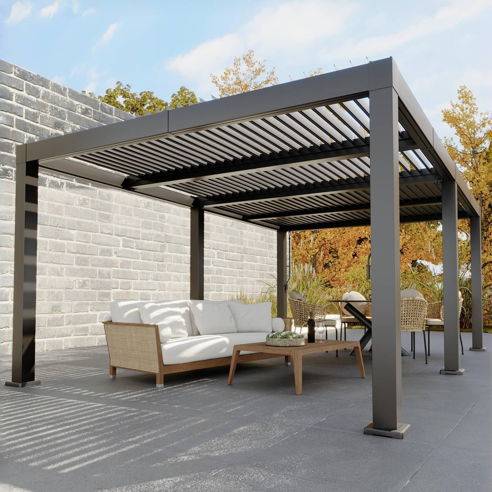 Garvee All-Aluminum Louvered Pergola 10' x 12', Outdoor Pergola with Adjustable Louvered Roof, Reinforced Aluminum Frame, Integrated Drainage System, Hardtop Gazebo for Patio, Deck, Gray