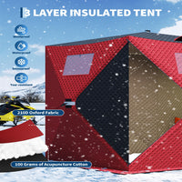 Garvee Pop-up Ice Fishing Tent for 2 Persons, Insulated & Waterproof, Sturdy Frame & Quick Setup, 210D Oxford Fabric, Windproof & Snowproof, Includes Carry Bag & Anchors, Outdoor Ice Fishing