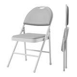 Garvee 2 Pack Folding Chairs, Portable Metal Frame Padded Folding Chair, Foldable Chairs with PU Leather Cushion and Back for Guests Kitchen Office Events Wedding Party, Grey - Grey