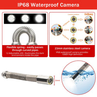 Garvee Sewer Camera with Distance Counter 10.1'' HD Display Adjustable LED Lights Aluminum IP68 Waterproof 300ft Cable Drain Inspection for Pipes