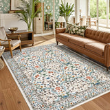 Garvee Modern Area Rugs For Living Room Indoor Washable Low Pile Carpet For Bedroom Easy Care Soft Non Slip Rug Room Decor 4x6 FT Beige - Beige