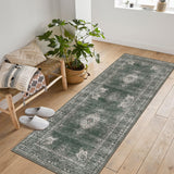 Garvee Floral Vintage Area Rug Soft Non-Slip Machine Washable Distressed Vintage Brown 2x6ft Living Room Bedroom Dining - Brown