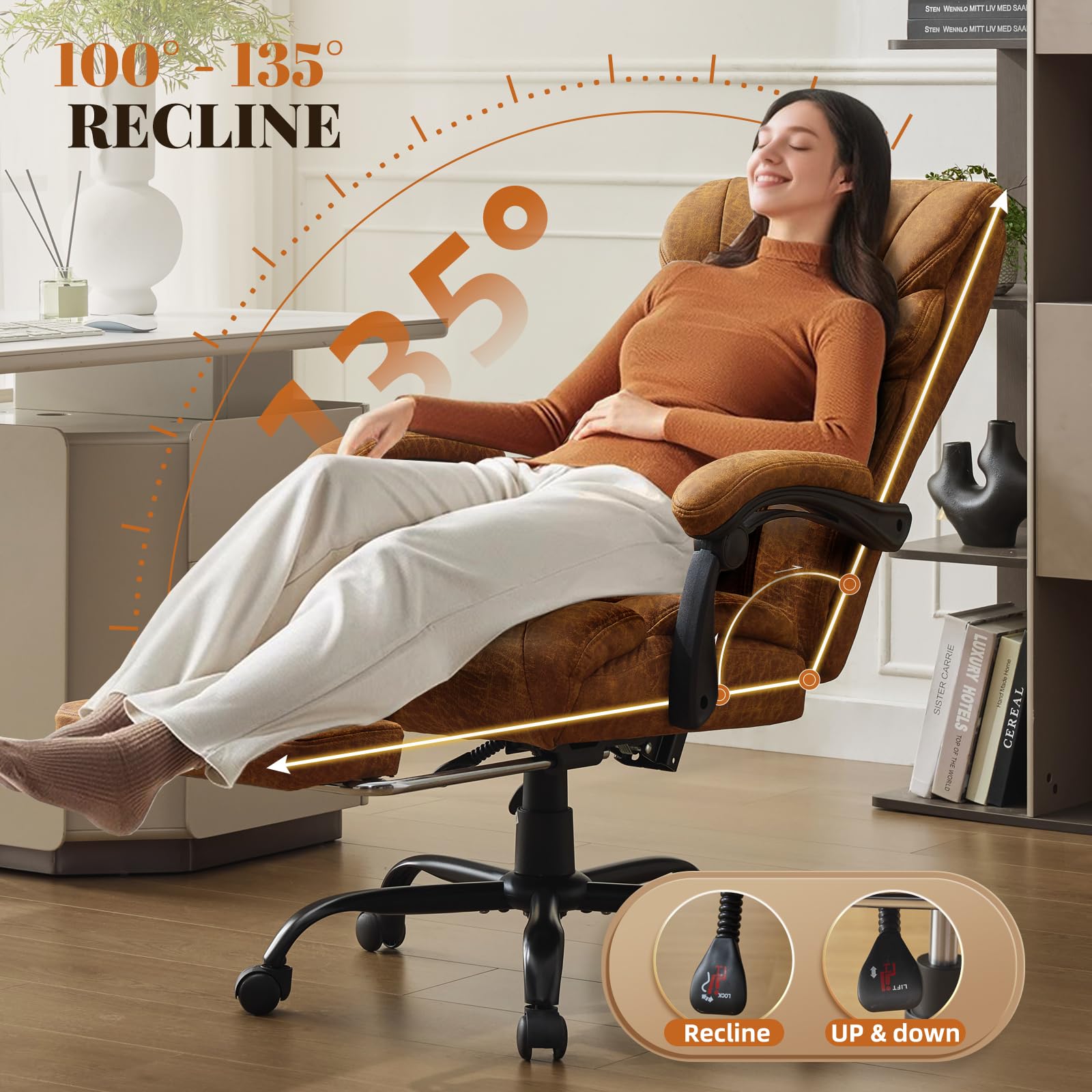 Garvee Big and Tall Office Chair 500 LBS Capacity with Footrest