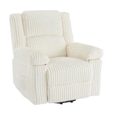 Garvee Corduroy Recliner Chair, Manual Recliner Sofa with Handle, Pillow Top Arms, Thick Padding, Side Pocket, 400Lbs Capacity, Adjustable Recliner for Living Room, Bedroom, Home Theater, White - White
