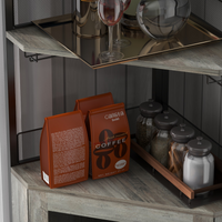 Garvee Corner Wine Bar Rack Cabinet with Detachable Wine Rack, Bar Cabinet with Glass Holder and Mesh Door, Liquor Coffe Bar Cabinet with Adjustable Shelves, ‎Grey