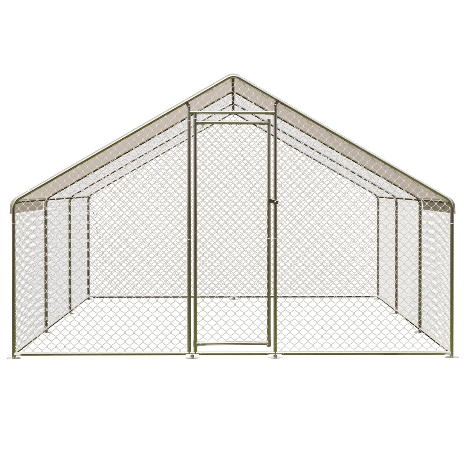 Garvee Large Metal Chicken Coop, Walk-in Poultry Cage, Chicken House with Waterproof and Anti-Ultraviolet Cover for Outdoor Yard Farm Silver - 9.8*19.7*6.6FT