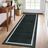 Garvee Washable Scalloped 2x6 Runner Rug - Non-Slip, Stain Resistant - Polyester Low Pile - Machine Washable, Durable - Hallway, Kitchen, Entryway - Black