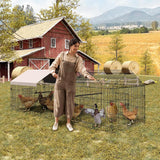 Garvee Chicken Coop 130 in ×40 in Chicken Runs for Yard with Cover Outdoor Metal Chicken Coop for Small Animals Duck Rabbit Hen - Black