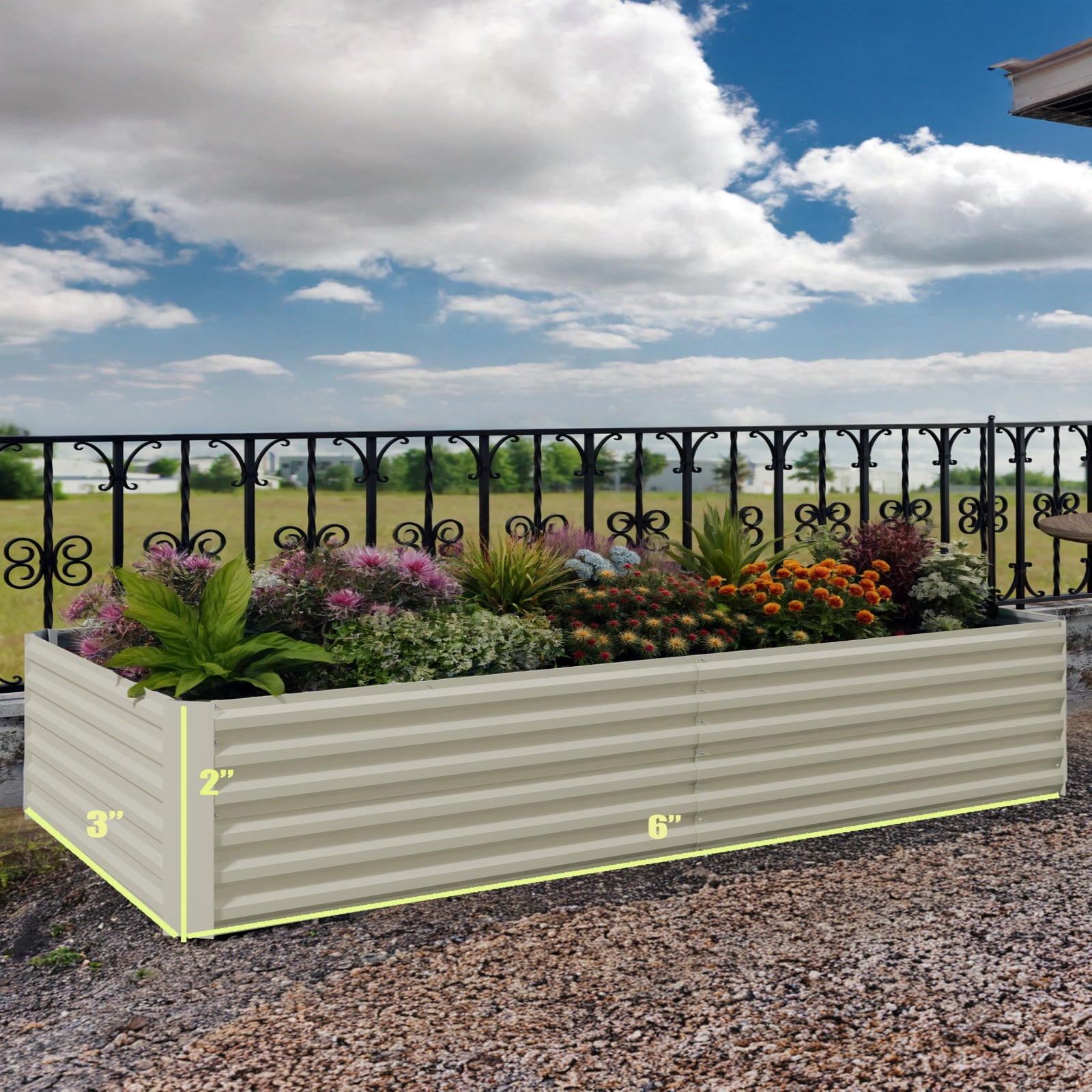Garvee 6x3x2ft Galvanized Raised Garden Bed,Deep Root Planter Box for