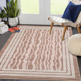 Garvee 10x13 Area Rug Modern Bordered Print Low Pile Faux Wool Non-Slip Stain Resistant Machine Washable for Living Room Bedroom Dining Room - Red