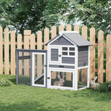Garvee 2-Story Wooden Rabbit Hutch with Waterproof Roof, Pull-Out Tray, Lockable Doors, Anti-Chewing Metal, Indoor Outdoor Small Pet Cage
