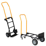 Garvee Convertible Hand Truck Dolly 2-in-1 Design, 600 LBS Capacity, Solid Tires, 4-Wheel Platform, Metal Frame, Warehouse & Garden Use - Load 400Lb | Black + Orange