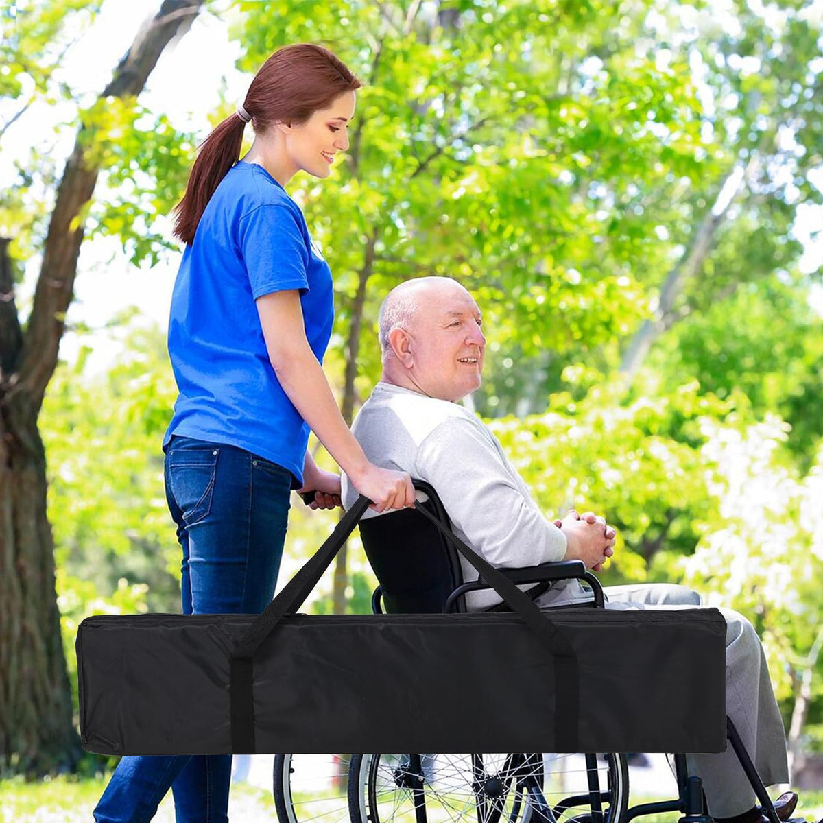 GARVEE telescoping wheelchair ramp carried in storage bag for portable home and travel use
