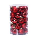 Garvee 34 Pieces Shatterproof Christmas Ornaments Set, Christmas Decorations 1.57 Inch Silver Plastic Ball Decor for Xmas Tree, Christmas Balls Indoor Outdoor Holiday Party Wedding Decoration, Red - Red