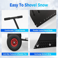 Garvee Snow Shovel with Wheels for Driveway, 20" Wide Adjustable Snow Pusher with 5-Position Angle & Height Handle, Ergonomic Back-Saving Snow Removal Tool for Sidewalks, Yards & Patios - Black