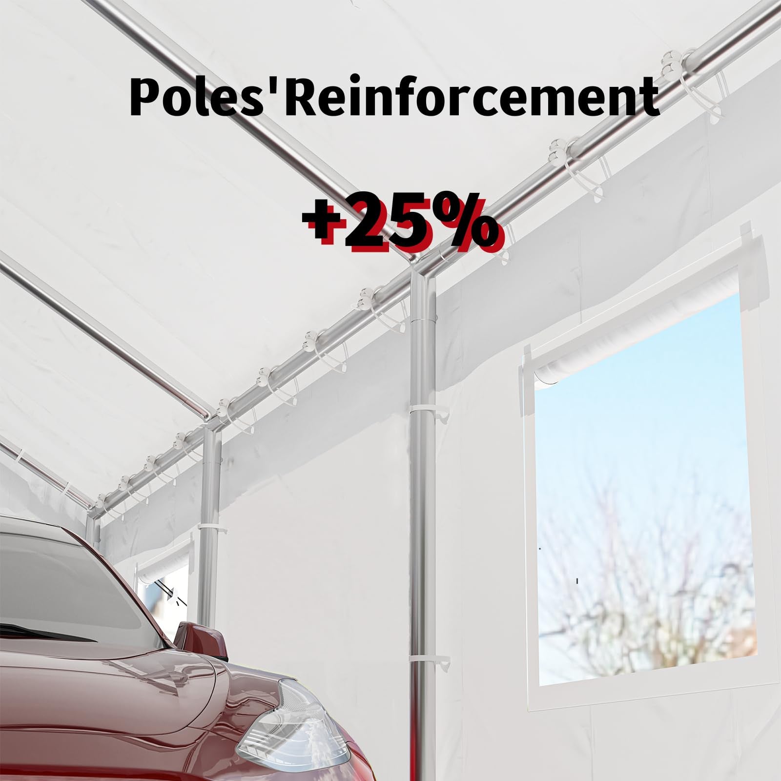 Garvee 13' X 20' Heavy-Duty Carport with Detachable Sidewalls, Front & Rear Doors, Sandbags for Cars, Boats, Trucks & Motorcycles, White