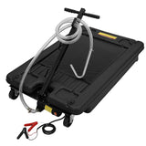 Garvee 17 Gallon Electric Oil Drain Pan with 12V Pump & 8 Ft Hose, Low Profile, T Folding Handle, Polypropylene, Wheels, for Cars SUVs Trucks - Black-Electric