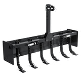 Garvee 55" Box Blade Tractor Scraper, 6 Ripper Shanks, 3 Point Hitch, Carbon Steel, Rust-Proof Coating, CAT-0 & CAT-1 Compatible, Farming & Garden Use - Black