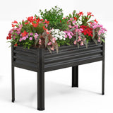 Garvee Large Raised Garden Bed with Legs Galvanized Elevated Planter Box 48×24×32 in for Backyard, Patio, Balcony, 400lb Capacity, Brown