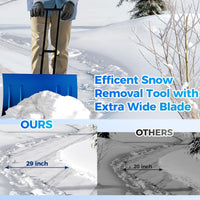 Garvee 29"W X 19.68"H Snow Pusher Shovel with Wheels,Heavy Duty Steel Snow Shovel with Wheels,Angled Blade Efficient Snow Removal With5-Position Angled Blade & Adjustable Handle for Doorway, Sidewalk
