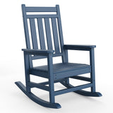 Garvee HDPE Adirondack Rocking Chair, Weatherproof Porch Rocker with Wide Armrests, Navy Blue - Navy Blue