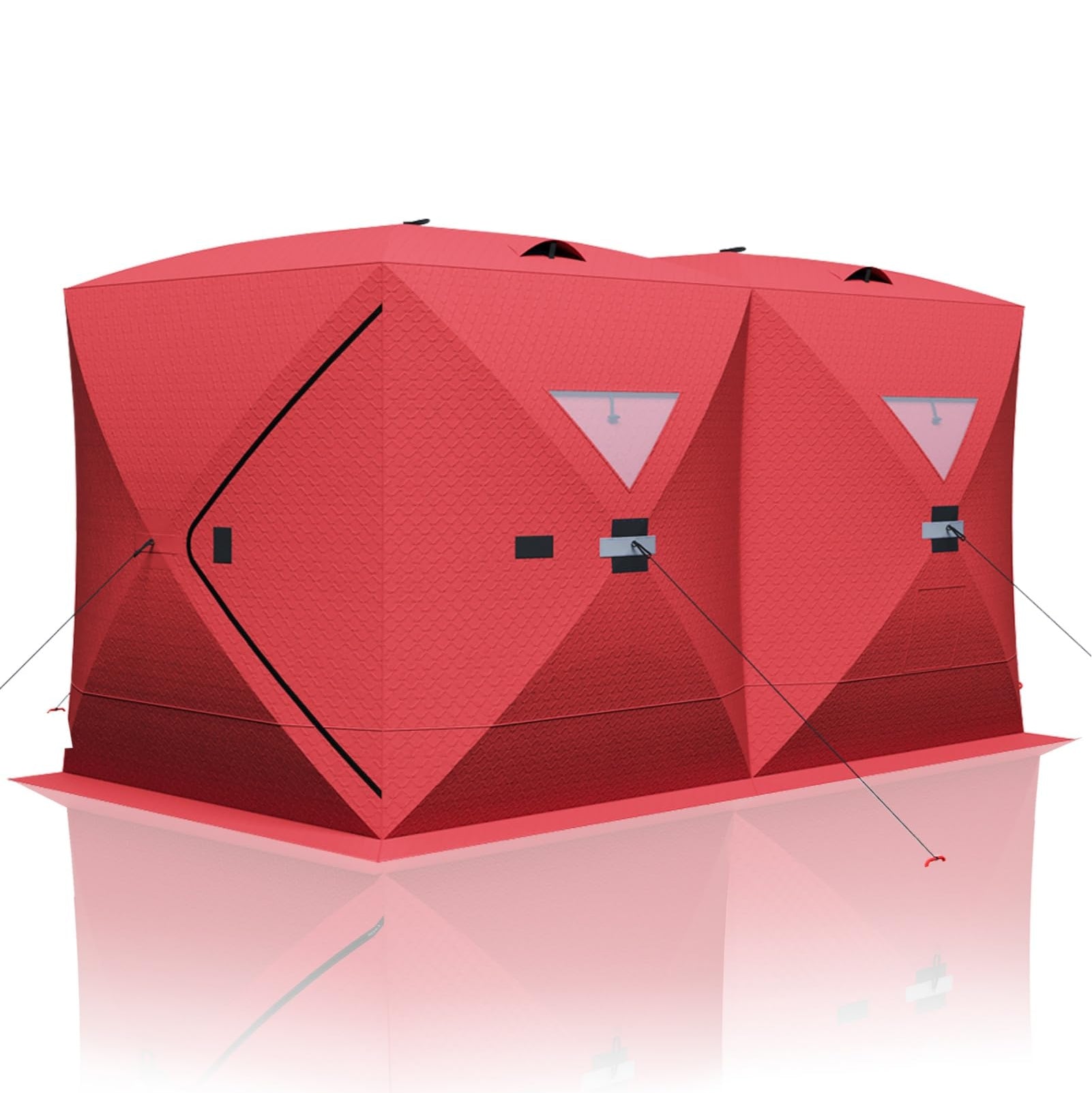 Garvee Ice Fishing Insulated Tent, Large Pop-Up Portable Hub-Style Ice Fishing Shelter, 5-7 Person Shelter 68 Square Feet of Fishable Area