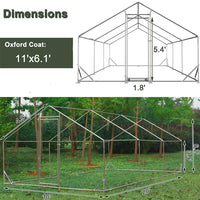 Garvee Chicken Coop Large Metal Chicken House,Walk-in Poultry Cage Chicken Run Pen Dog Kennel Duck House with Waterproof and Anti-Ultraviolet Cover (XL(10' L x 20' W x 6.56' H))