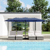 Garvee 15 Ft Patio Umbrella Double-Sided Rectangle with Crank Handle, Aluminum Frame, UV-Resistant Canopy, Tilt & Rotate, Navy Blue, Backyard & Pool - Navy Blue