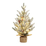 Garvee 2 FT Table Top Christmas Tree, 24 Inch Artificial Small Christmas Tree with 50 LED Lights, Pre-Lit Snow Flocked Mini Xmas Trees Table Centerpiece for Dining Room Office Desk Decorations