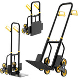 Garvee Stair Climbing Dolly, 440 lb Heavy-Duty Folding Hand Truck with 3-Wheel Design, Steel Frame & Retractable Handle - Yellow