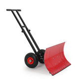 Garvee Snow Shovel 29x14 in Heavy Duty Metal 5-Position Angled Blade Adjustable Handle Wheels for Driveway Sidewalk Winter Use - Red & Black