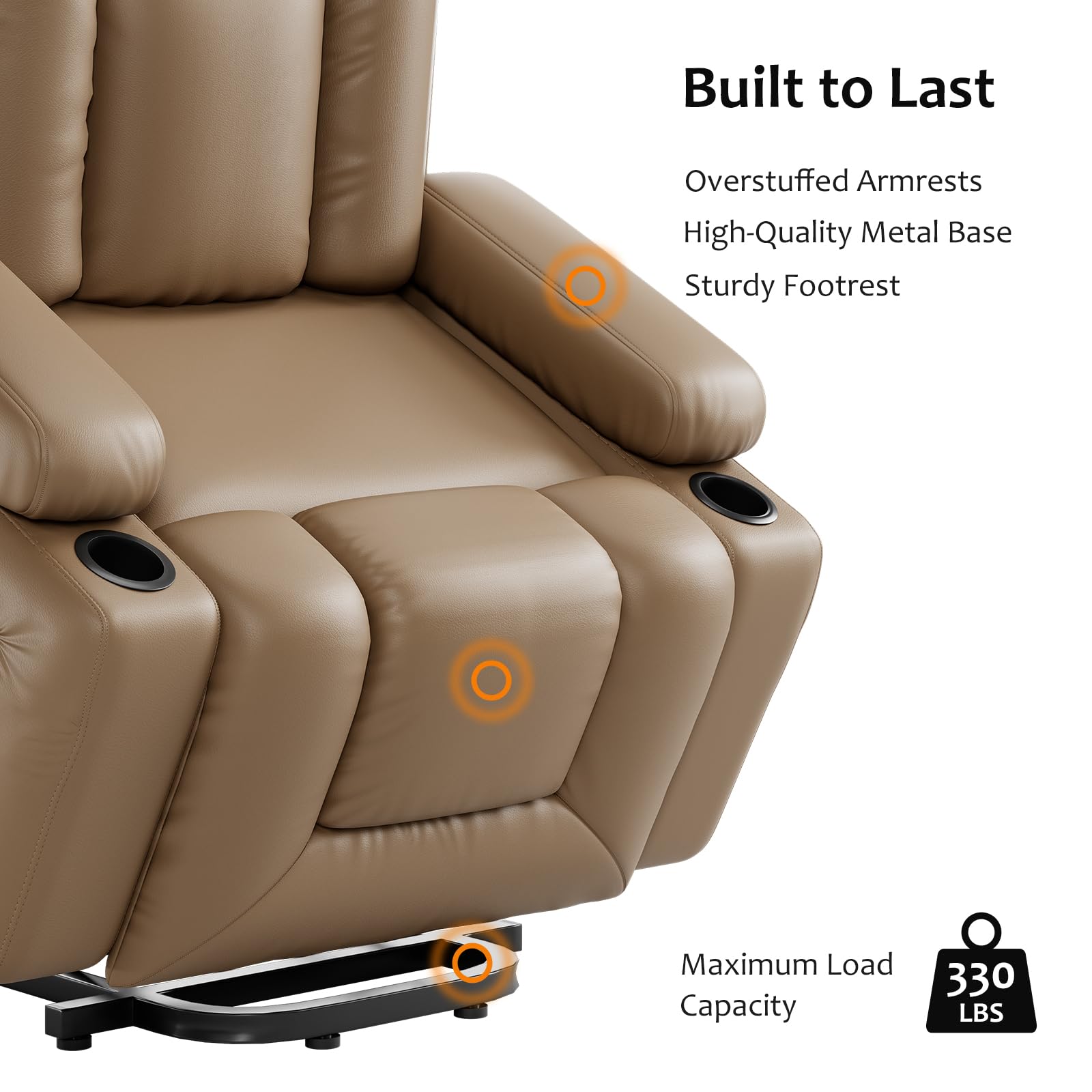 Garvee PU Leather Power Lift Recliner Chair with Heat Massage 8-Point  Vibration Remote Control for Electric Mobility Aid Elderly