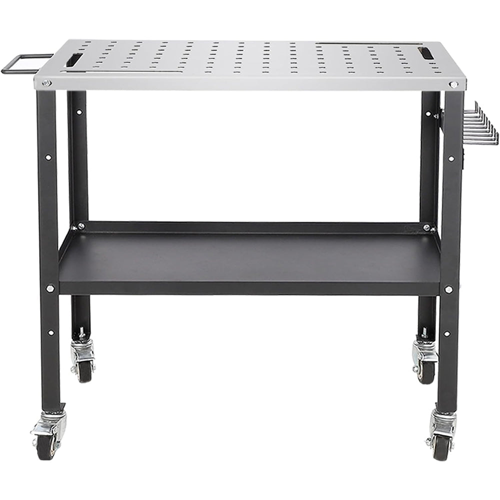 Garvee Welding Table 36x24 Steel 1200lbs Capacity Locking Wheels Portable Heavy Duty Workbench with Tool Slots for Garage Workshop