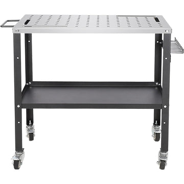 Garvee Welding Table 36x24 Steel 1200lbs Capacity Locking Wheels Portable Heavy Duty Workbench with Tool Slots for Garage Workshop