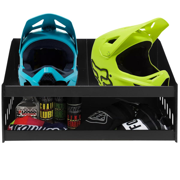 Garvee Dual Aluminum Helmet Bay Shelf Holder for 2 Helmets, Gloves, Goggles - Durable, Lightweight, Pre-Drilled Mounting