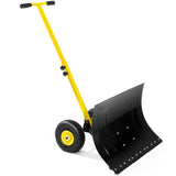 Garvee Heavy Duty Snow Shovel With Wheels 29.1"x19.3" Adjustable Angle & Height Steel Blade Rubber Handle For Driveway Pavement